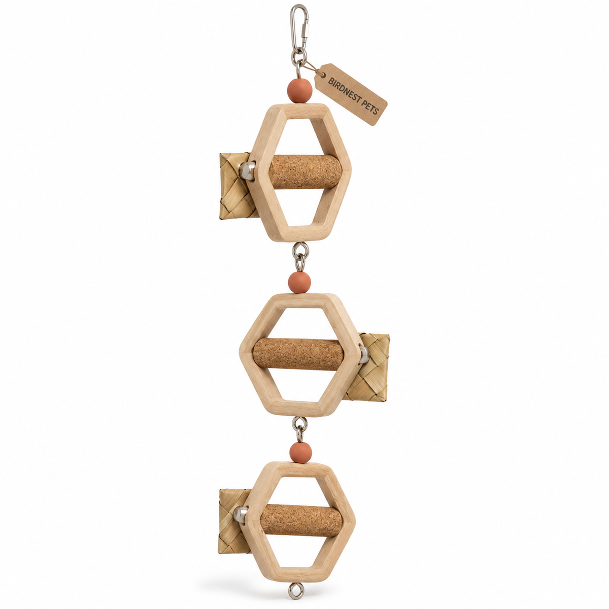 Three-Level Wooden Bird Foraging Bridge