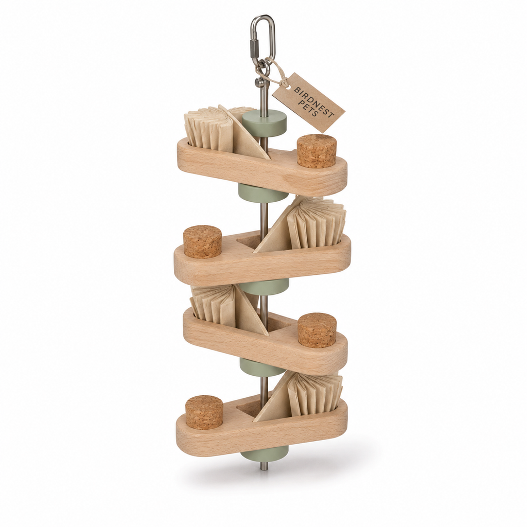 Four-Level Wooden Bird Foraging Tower