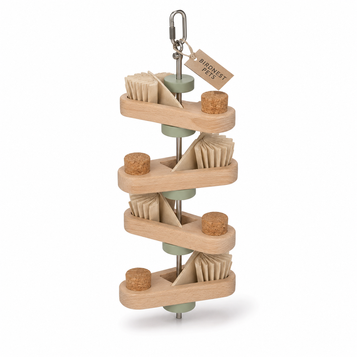 Four-Level Wooden Bird Foraging Tower