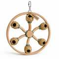 Six-Pocket Wooden Bird Foraging Carousel