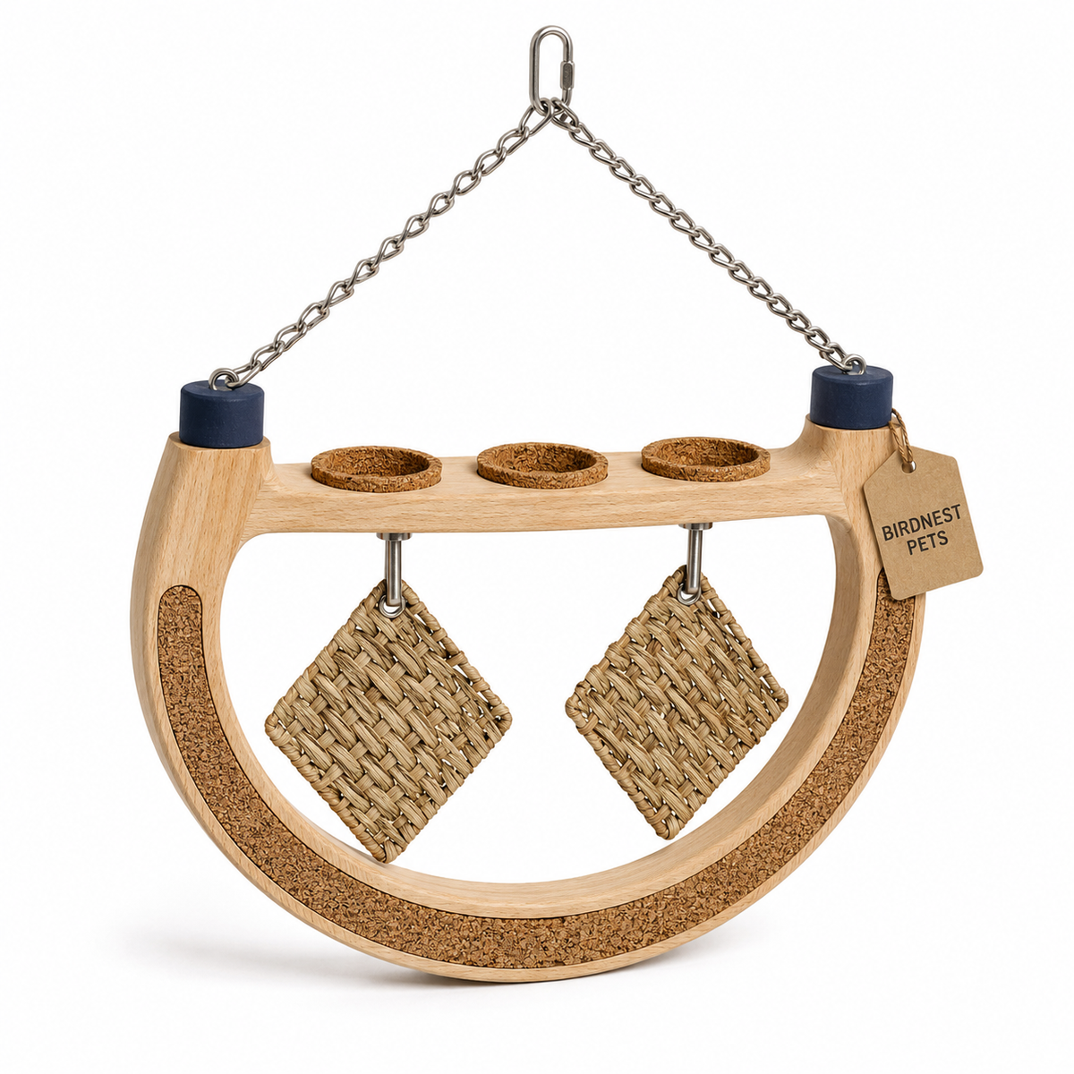 Crescent Wooden Bird Foraging Perch