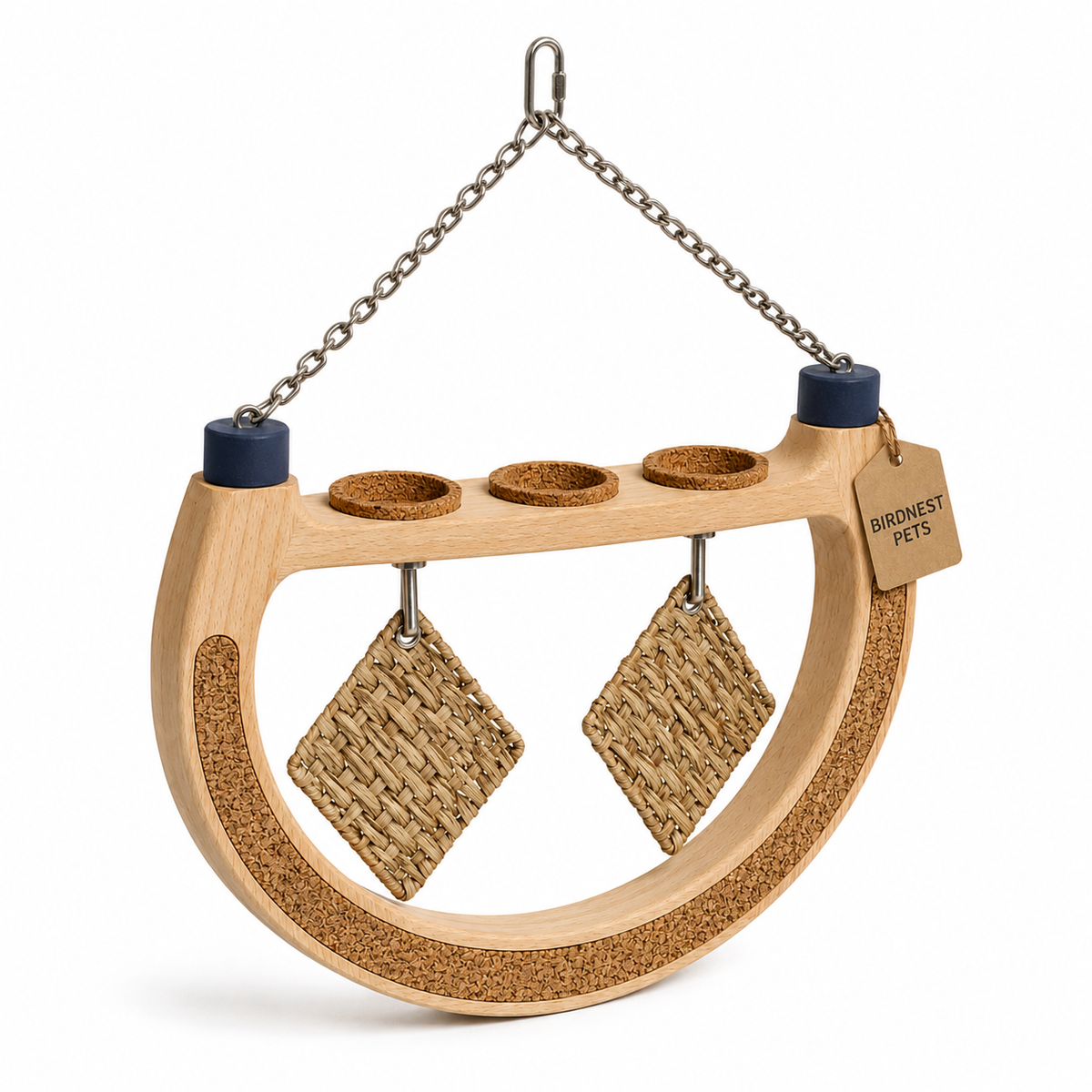Crescent Wooden Bird Foraging Perch