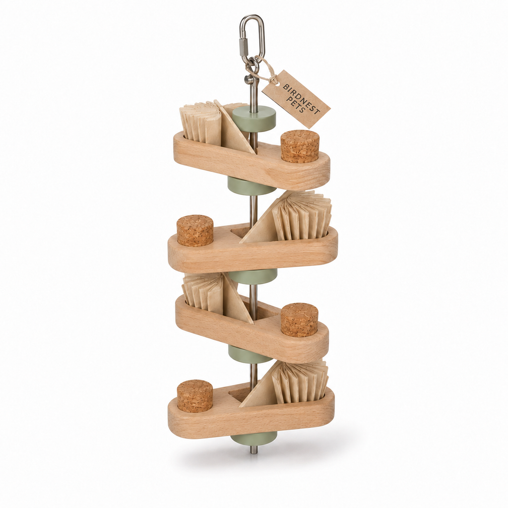 Four-Level Wooden Bird Foraging Tower