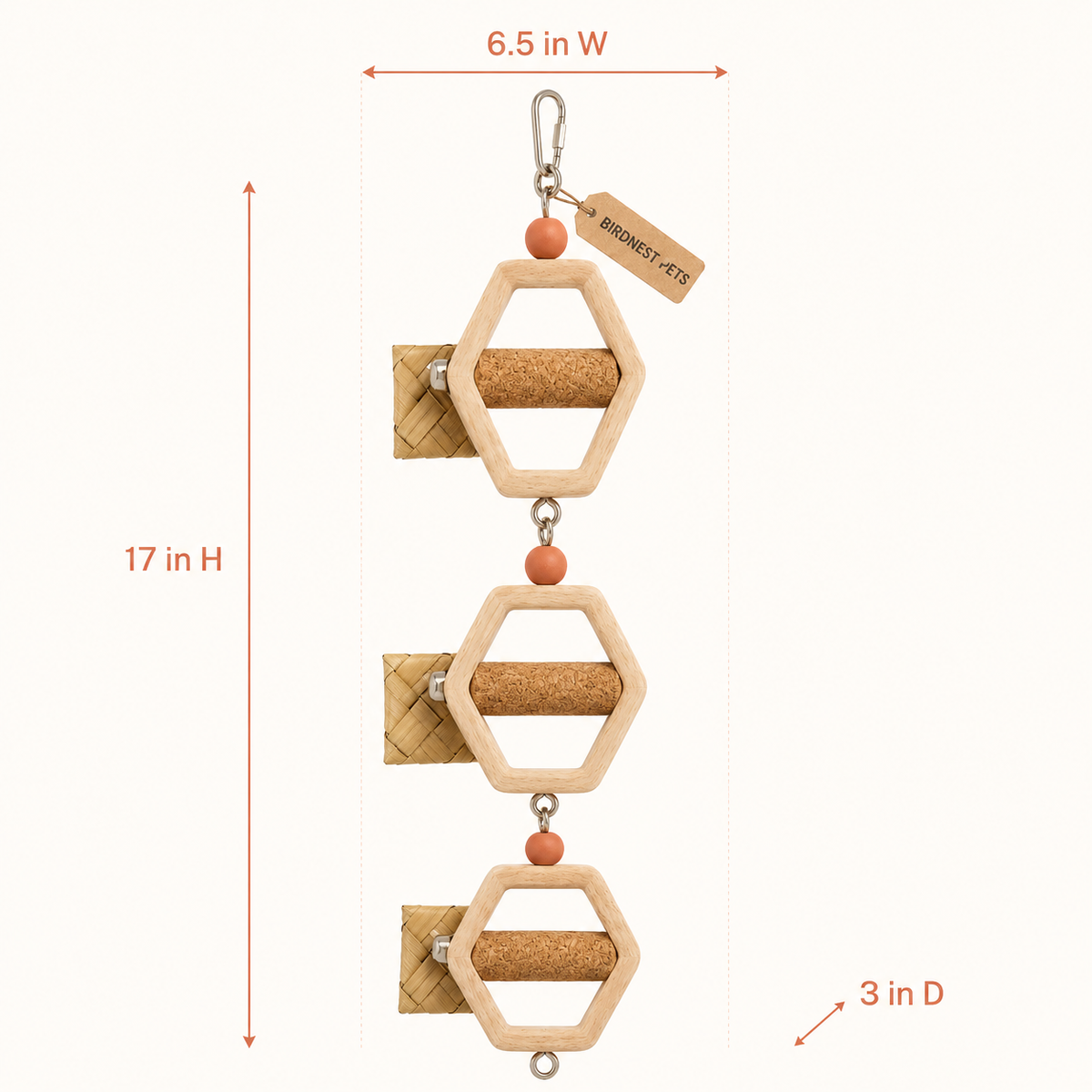 Three-Level Wooden Bird Foraging Bridge