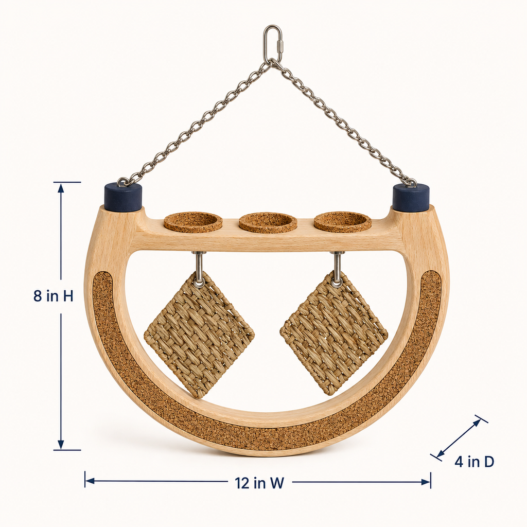 Crescent Wooden Bird Foraging Perch