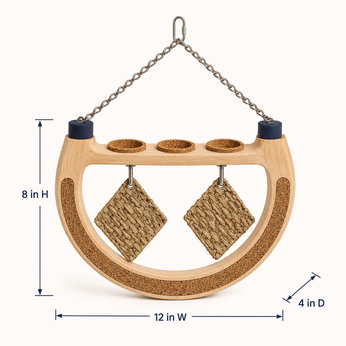 Crescent Wooden Bird Foraging Perch