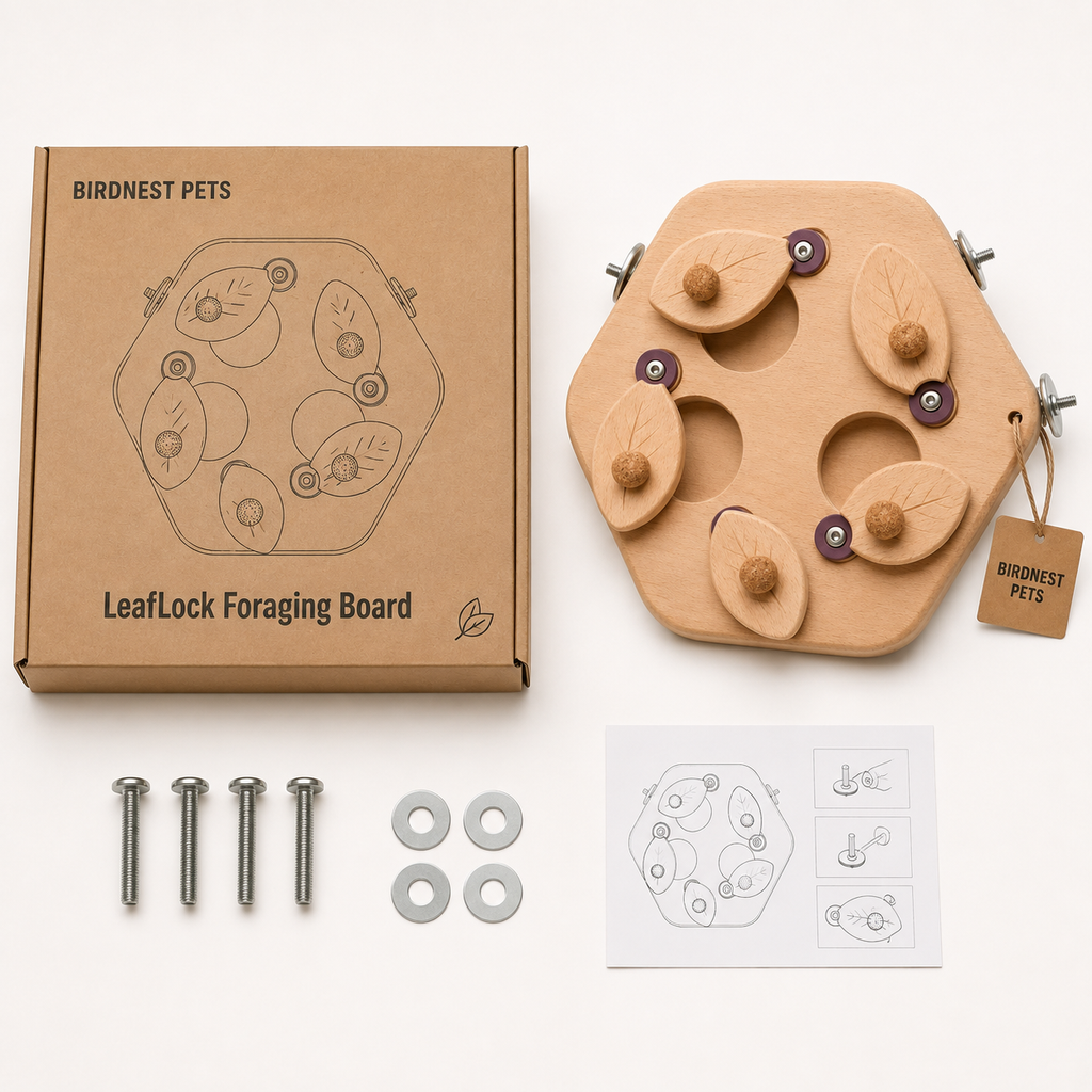 Five-Door Wooden Bird Foraging Board