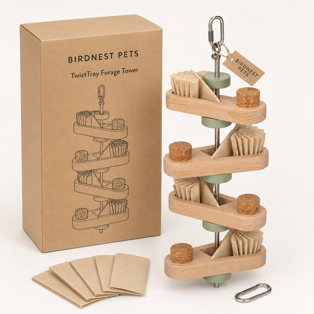 Four-Level Wooden Bird Foraging Tower