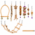 birdnestpets Natural Wooden Bird Toys Set for Parrots, Chewing & Climbing Cage Accessories