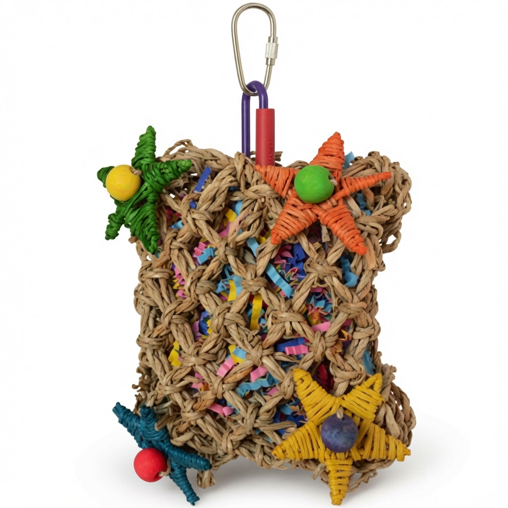 Seagrass Pickin’ Pocket Foraging Toy with Colorful Stars for Rabbits, Rats & Chinchillas