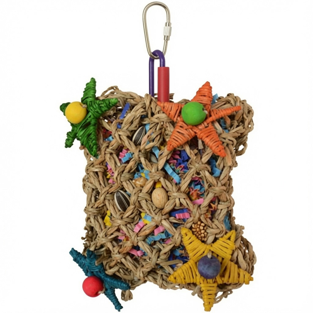 Seagrass Pickin’ Pocket Foraging Toy with Colorful Stars for Rabbits, Rats & Chinchillas