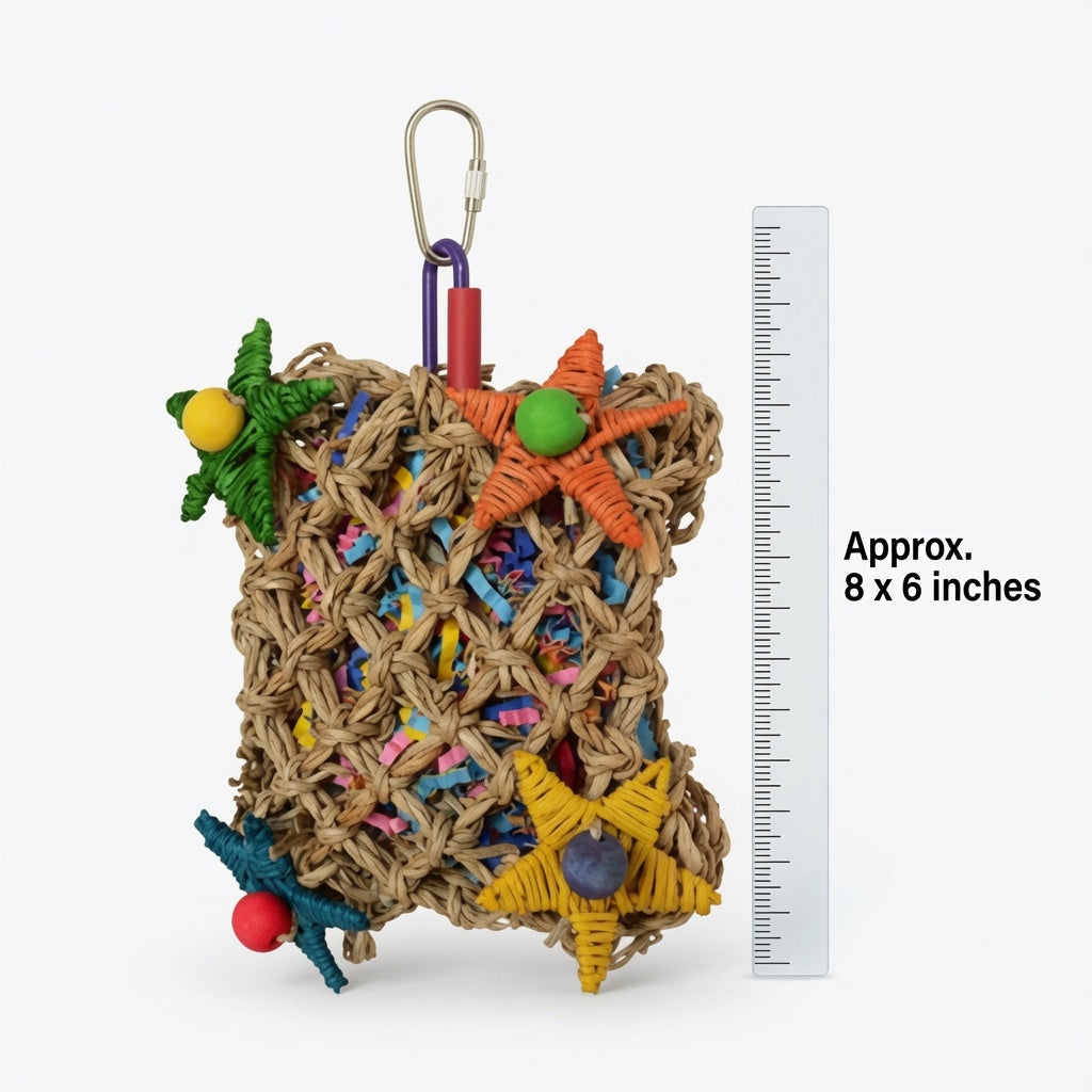 Seagrass Pickin’ Pocket Foraging Toy with Colorful Stars for Rabbits, Rats & Chinchillas