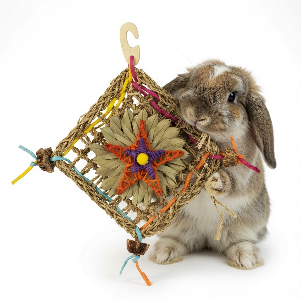Bunny Activity Wall – Seagrass Foraging & Chewing Toy for Rabbits, Chinchillas & Birds