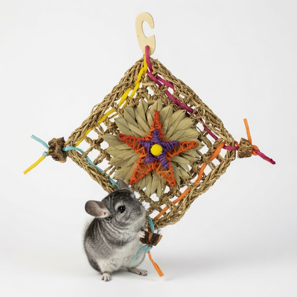 Bunny Activity Wall – Seagrass Foraging & Chewing Toy for Rabbits, Chinchillas & Birds
