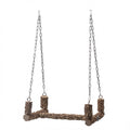 Natural Wood Bird Perch Swing with Chains for Parrots & Medium Birds