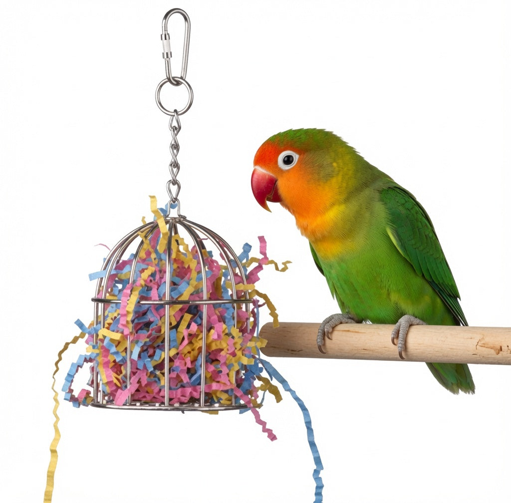 Bird Shredding & Foraging Toy – Wooden Platforms, Vine Balls & Paper Shreds